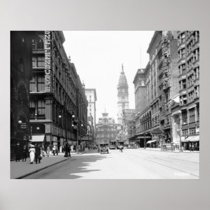 Póster Market Street, Philly, años 1910