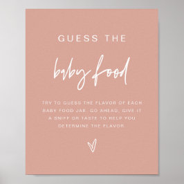 Póster MARLO Blush Pink Boho Guess the Baby Food Game