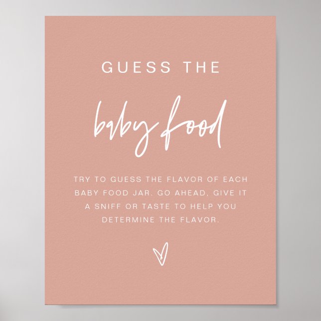 Póster MARLO Blush Pink Boho Guess the Baby Food Game  (Frente)