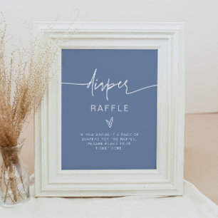 Póster MARLO Bohemian Dusty Blue Diaper Raffle Game Rótul