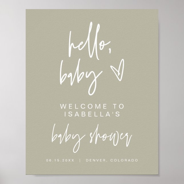 Póster MARLO Bohemian Sage Green Shower Poster de bienven (Frente)