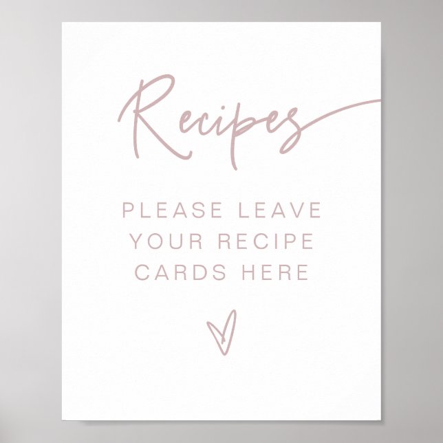 Póster MARLO Boho Dusty Rosa Recetas de ducha de novia ro (Frente)