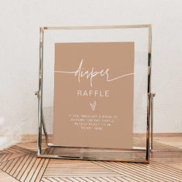 Póster MARLO Boho Earth Toned Diaper Raffle Game Rótulo