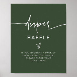 Póster MARLO Boho Forest Green Diaper Raffle Game Rótulo