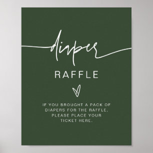 Póster MARLO Boho Forest Green Diaper Raffle Game Rótulo