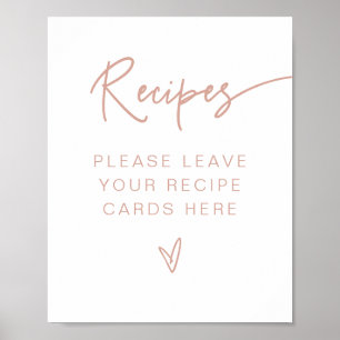 Póster MARLO Boho Rubor Recetas de ducha de novia rosa