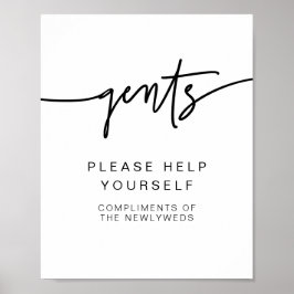 Póster MARLO Bold Moderno Gents Poster de aseo de baño