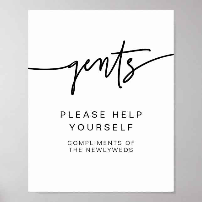 Póster MARLO Bold Moderno Gents Poster de aseo de baño (Frente)