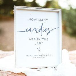 Póster MARLO Dusty Blue Cuántos Candies Juego Baby Shower