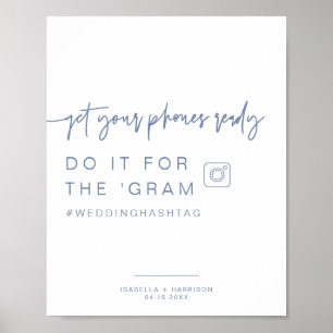 Póster MARLO Dusty Blue Instagram Hashtag Boda Rótulo