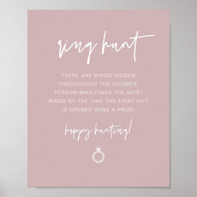 Póster MARLO Dusty Rosa Boho Ring Hunt Bridal Shower Game (Frente)