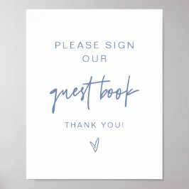 Póster MARLO Modern Boho Dusty Blue Guestbook Rótulo
