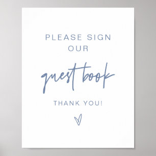 Póster MARLO Modern Boho Dusty Blue Guestbook Rótulo