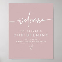 MARLO Modern Boho Dusty Rosa Christening Bienvenid