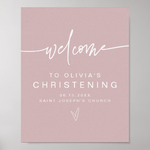 Póster MARLO Modern Boho Dusty Rosa Christening Bienvenid