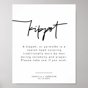 Póster MARLO Modern Bold Kippot Kippah Boda Poster