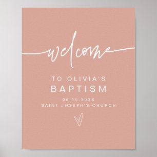 Póster MARLO Poster de bienvenida al bautismo rosado mode