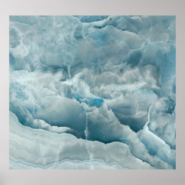 Póster Mármol azul onix, textura abstracta. (Frente)