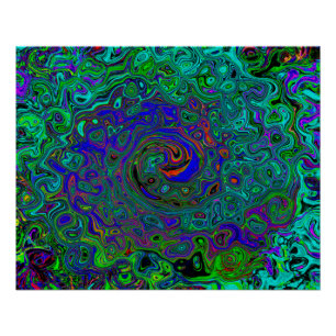 Póster Mármol Azul y Remolino Retro Abstracto Acuamarina