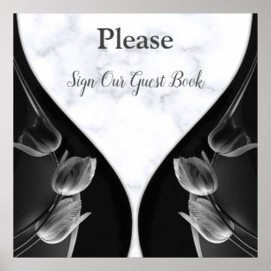 Póster Mármol blanco - Libro de invitados sobre tulipanes