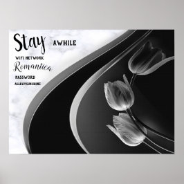 Póster Mármol blanco, negro, filigrí dorado