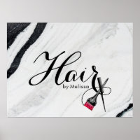 Mármol blanco y negro moderno estilo cabello