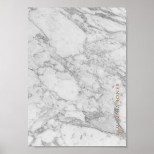 Póster Mármol de Carrara Blanco Clásico Personalizado Oro