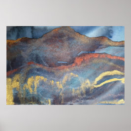 Póster Mármol de color azul y oro de la Marina Resumen mo