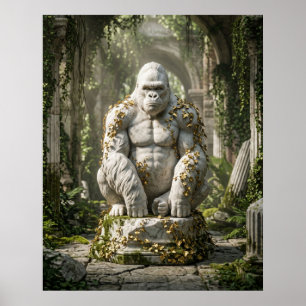 Póster Mármol Gorila Hiedra Ruinas