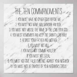 Póster Mármol moderno Rótulo de diez mandamientos