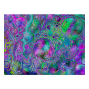 Póster Mármol morado, verde y azul Bokek Fluid Art