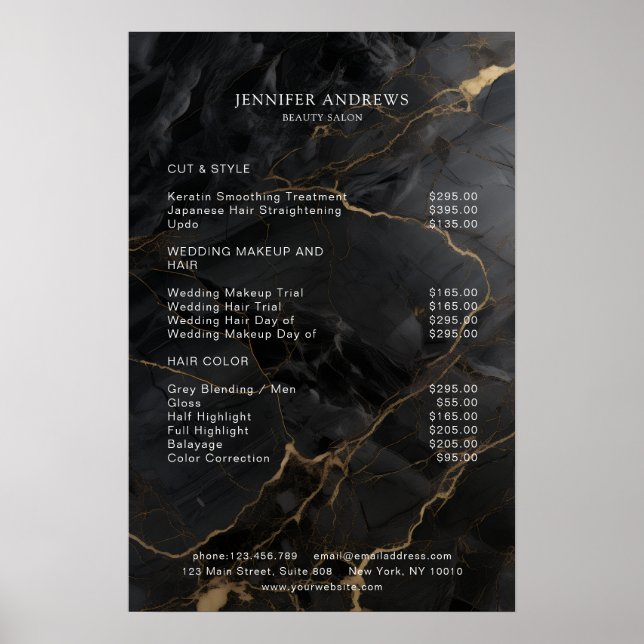 Póster Mármol, negro-oro, salón (Frente)
