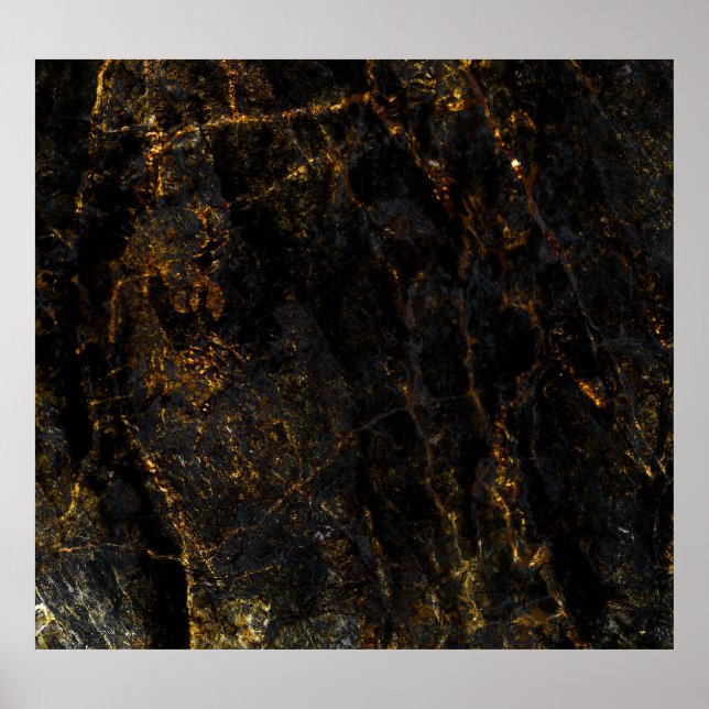 Póster Mármol negro, venas doradas, textura. (Frente)