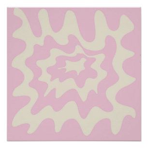 Póster Mármol rosa Groovy banda ondulada Primavera modern
