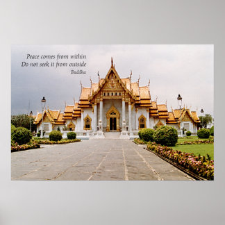 Póster Mármol, templo budista del oro con paz