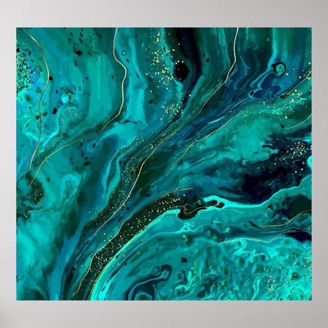 Póster Mármol verde y oro: Textura de lujo (Frente)