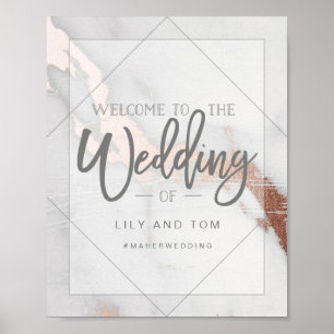 PÓSTER MÁRMOL Y BIENVENIDA METÁLICA AL BODA