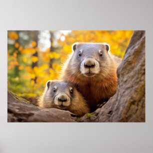 Póster Marmot Animal Wild Beauty Freedom Wilderness Art