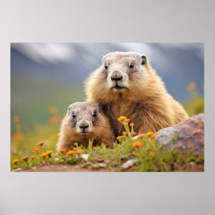 Póster Marmot Animal Wild Beauty Freedom Wilderness Art