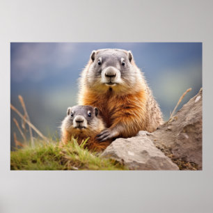 Póster Marmot Animal Wild Beauty Freedom Wilderness Art