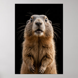 Póster Marmot Wild Animal Elegant Dramatic Mist Retrato