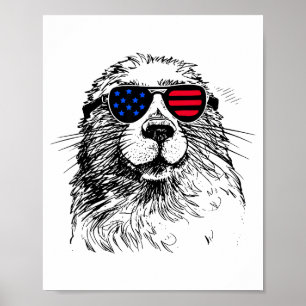 Póster Marmota 4 de julio América Usa Bandera para mujere
