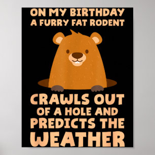 Póster Marmota Divertida En Mi Cumpleaños Una Roedora Gor