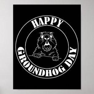 Póster Marmota Divertida Gritando Feliz Día de la Marmota