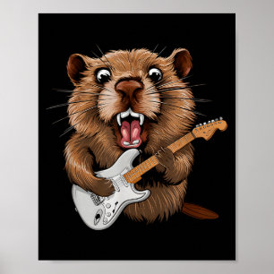 Póster Marmota divertida tocando guitarra músico para tie