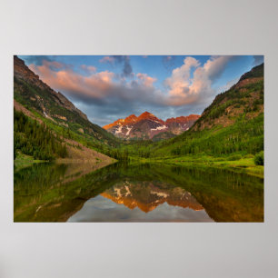 Póster Maroon Bells Reflect Into Calm Maroon Lake 2
