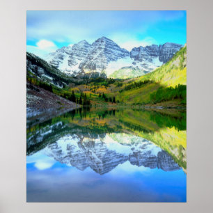 Póster Maroon Bells reflejándose en Maroon Lake