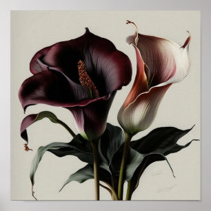 Póster Maroon Calla Lilies Lily Flor Art Print Poster