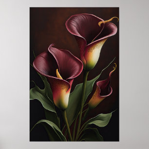 Póster Maroon Calla Lilies Lily Flor Art Print Poster
