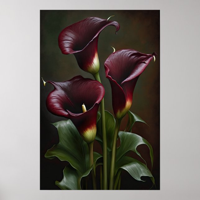 Póster Maroon Calla Lilies Lily Flor Art Print Poster (Frente)